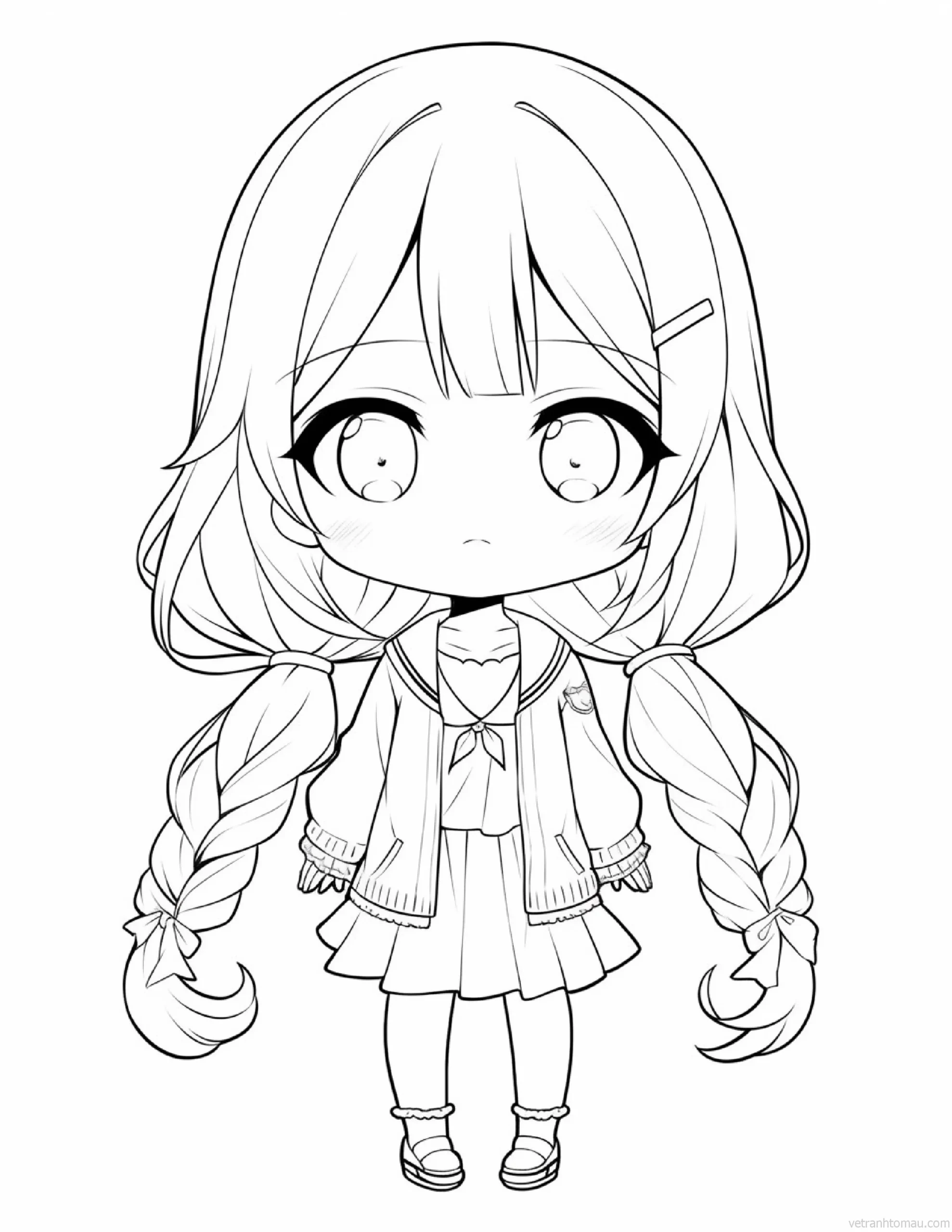 Tranh To Mau Cong Chua Anime Chibi Co Gai De Thuong Cho Be Tap To Mau 6