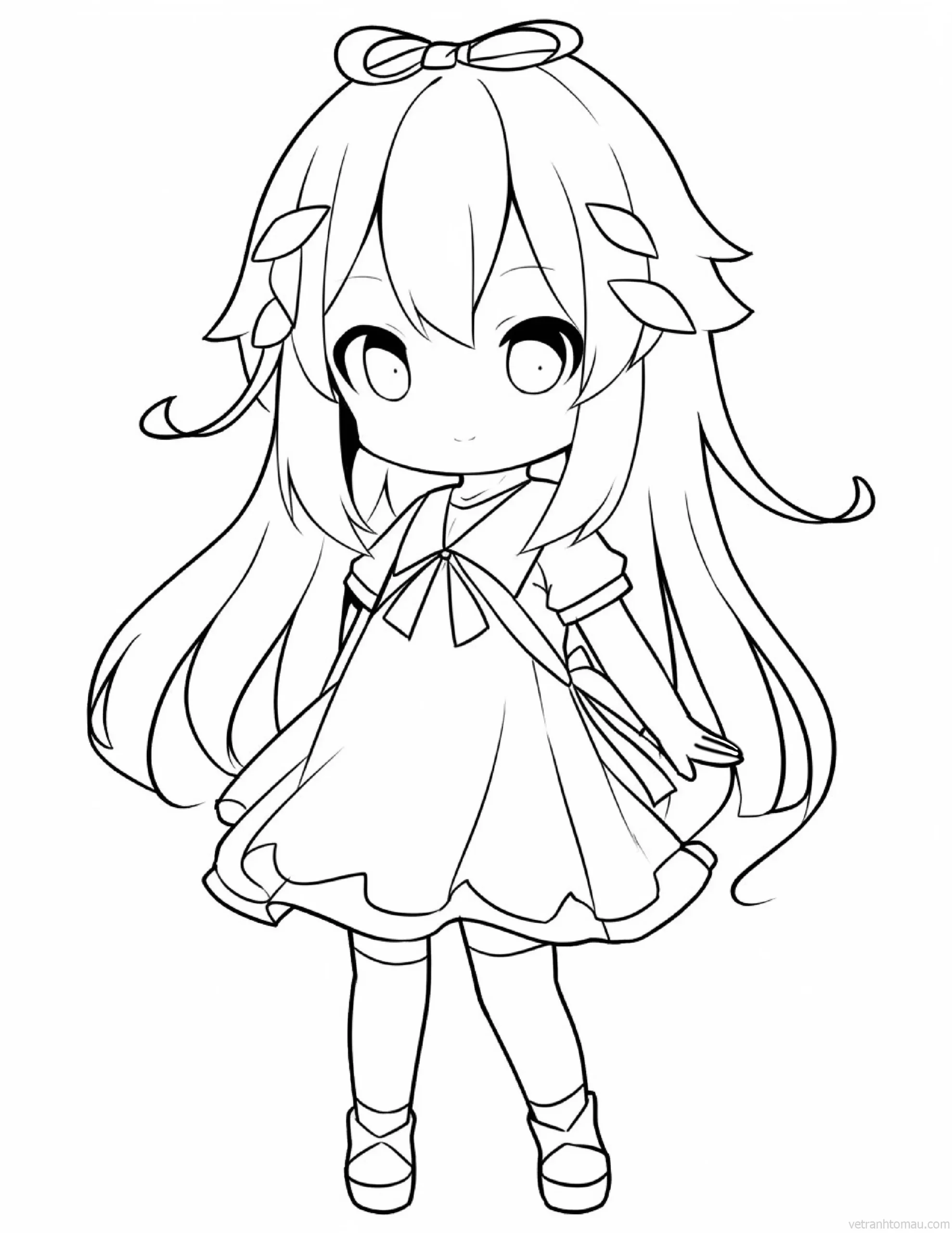 Tranh To Mau Cong Chua Anime Chibi Co Gai De Thuong Cho Be Tap To Mau 70 Result