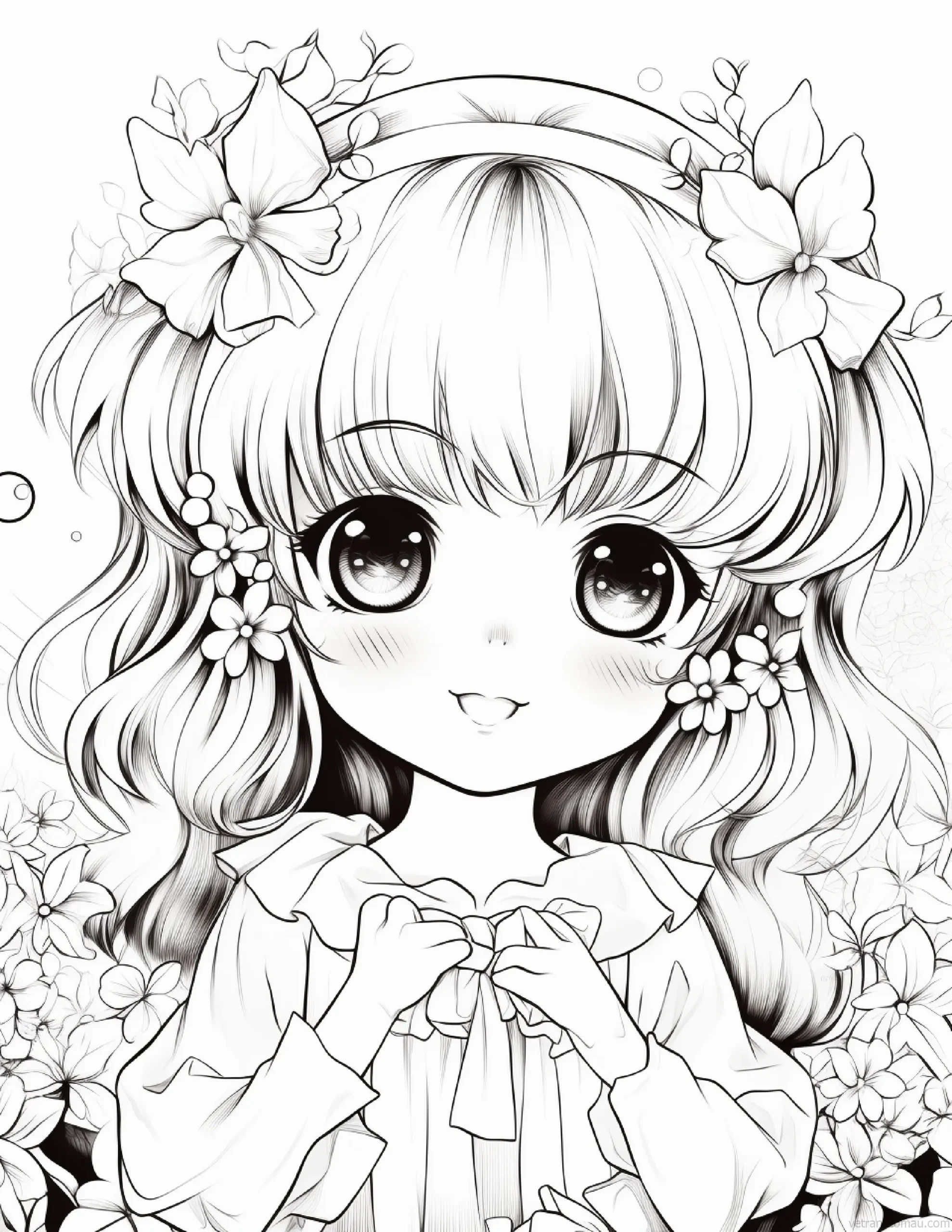 Tranh To Mau Cong Chua Anime Chibi Co Gai De Thuong Cho Be Tap To Mau 71 Result