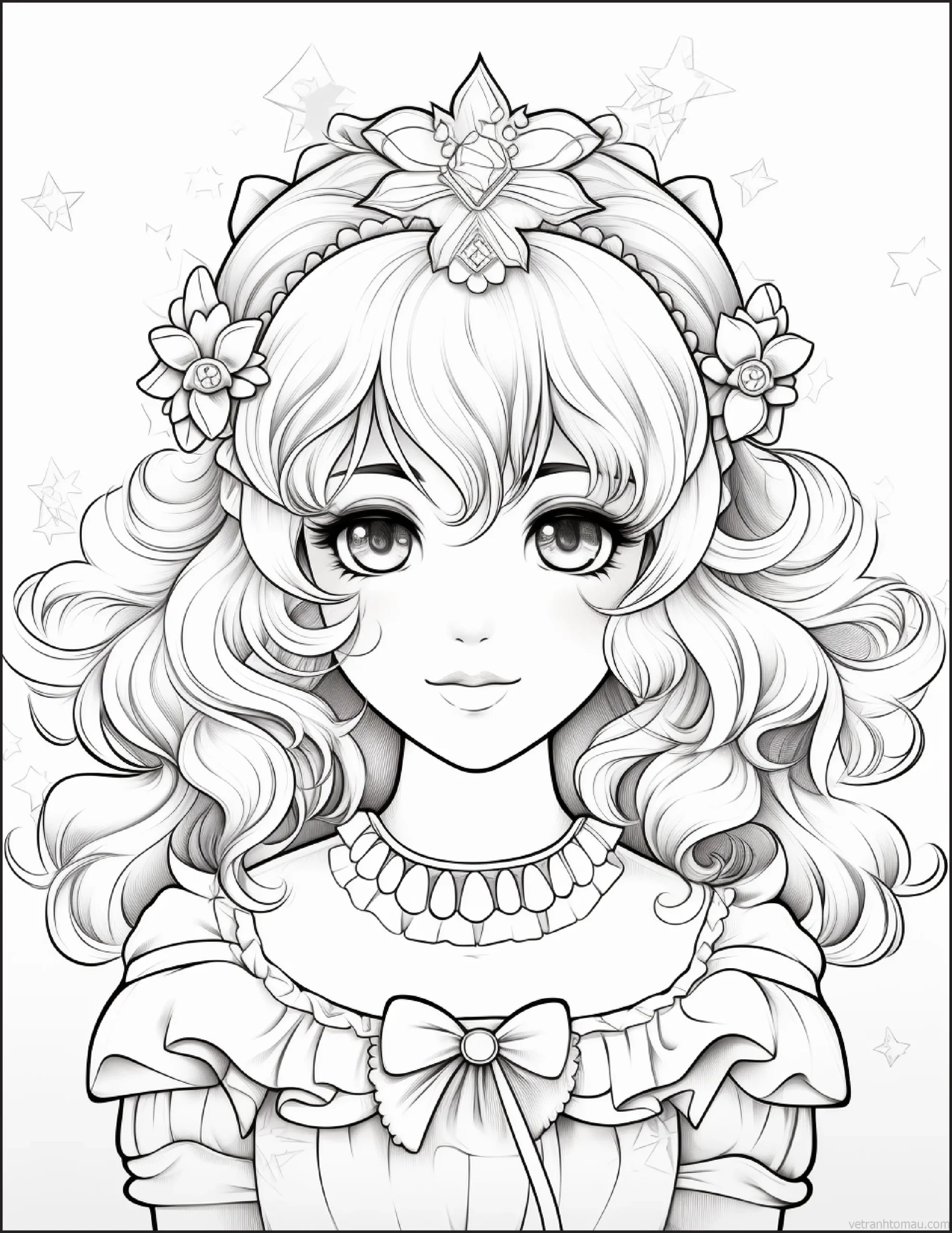 Tuyển chọn tranh tô màu công chúa dễ thương nhất 8 Tranh To Mau Cong Chua Anime Chibi Co Gai De Thuong Cho Be Tap To Mau Cho Be 1 Result