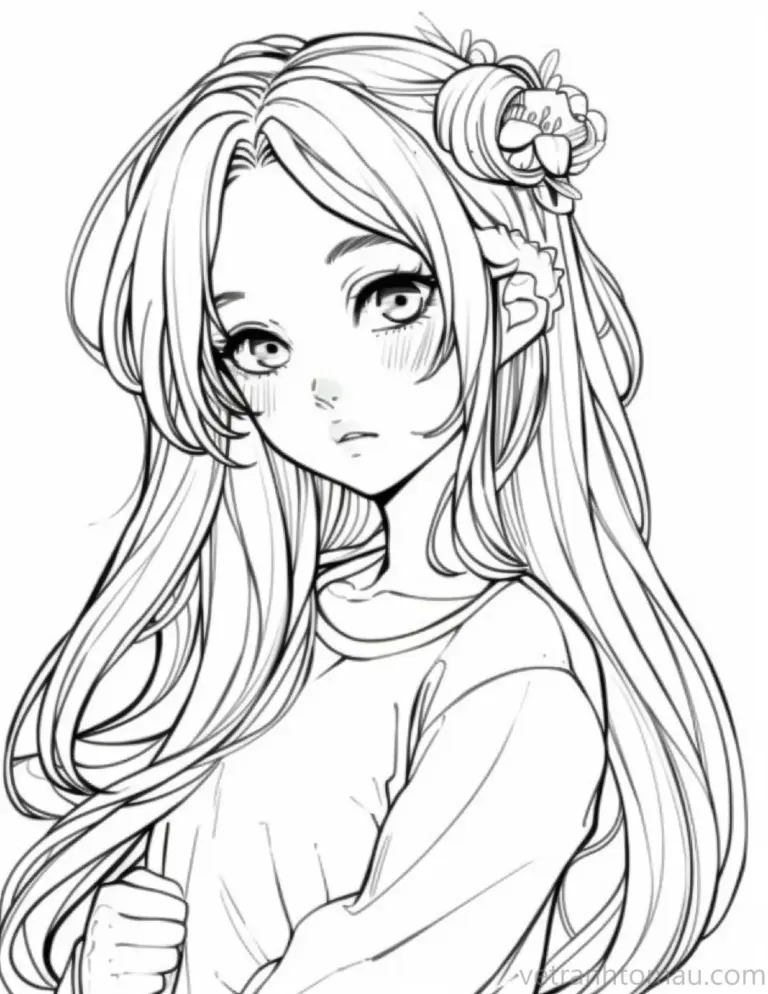 Tranh tô màu công chúa Anime chibi Cực Đẹp Dành Cho Bé